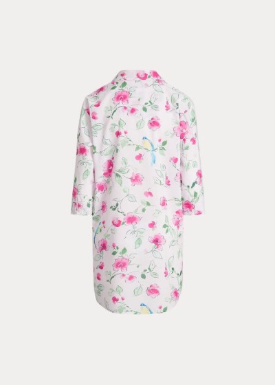 Camisa De Dormir Ralph Lauren Mujer Blancos / Rosas Multicolor - Floral Cotton - VOMAK2647